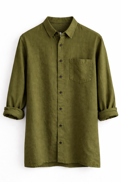 Camisa de Manta Hindú en Color Verde, Manga Larga | Línea 1530