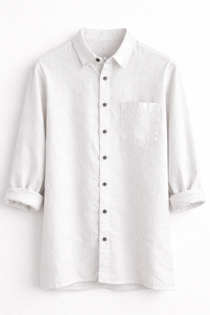 Camisa de Manta Hindú en Color Blanco, Manga Larga | Línea 1530