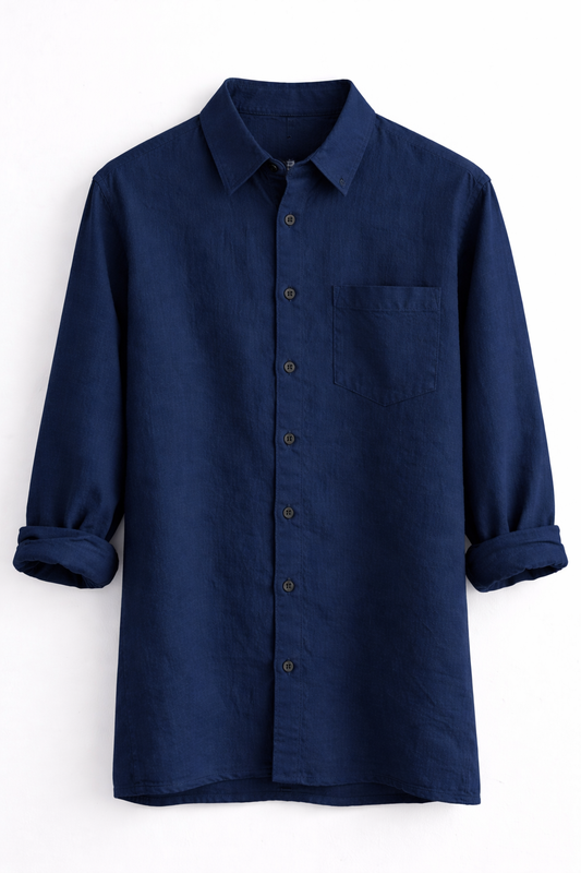 Camisa de Manta Hindú en Color Azul, Manga Larga | Línea 1530