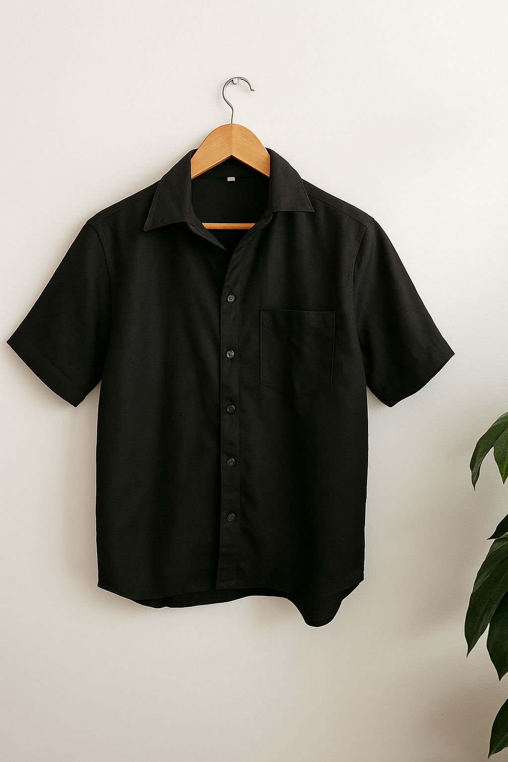 Camisa Manga Corta Negra de Lino | Línea 1530