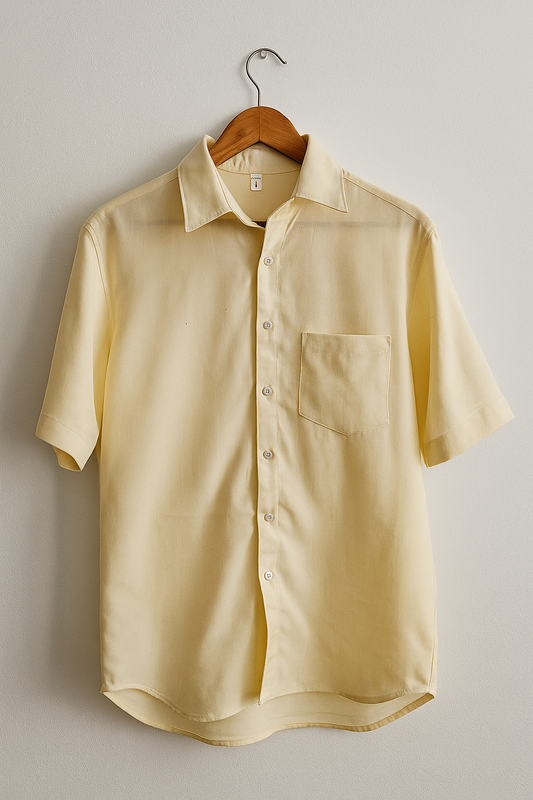Camisa manga corta color crema de Lino | Línea 1530