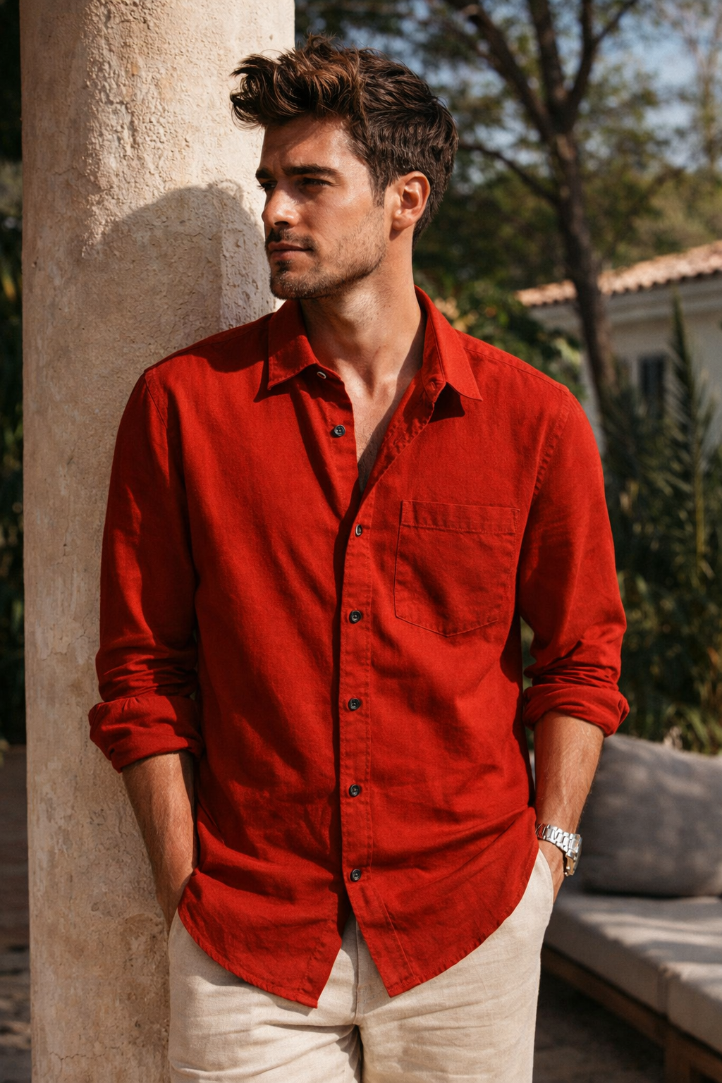 Camisa de Manta Hindú en Color Zapote, Manga Larga | Línea 1530
