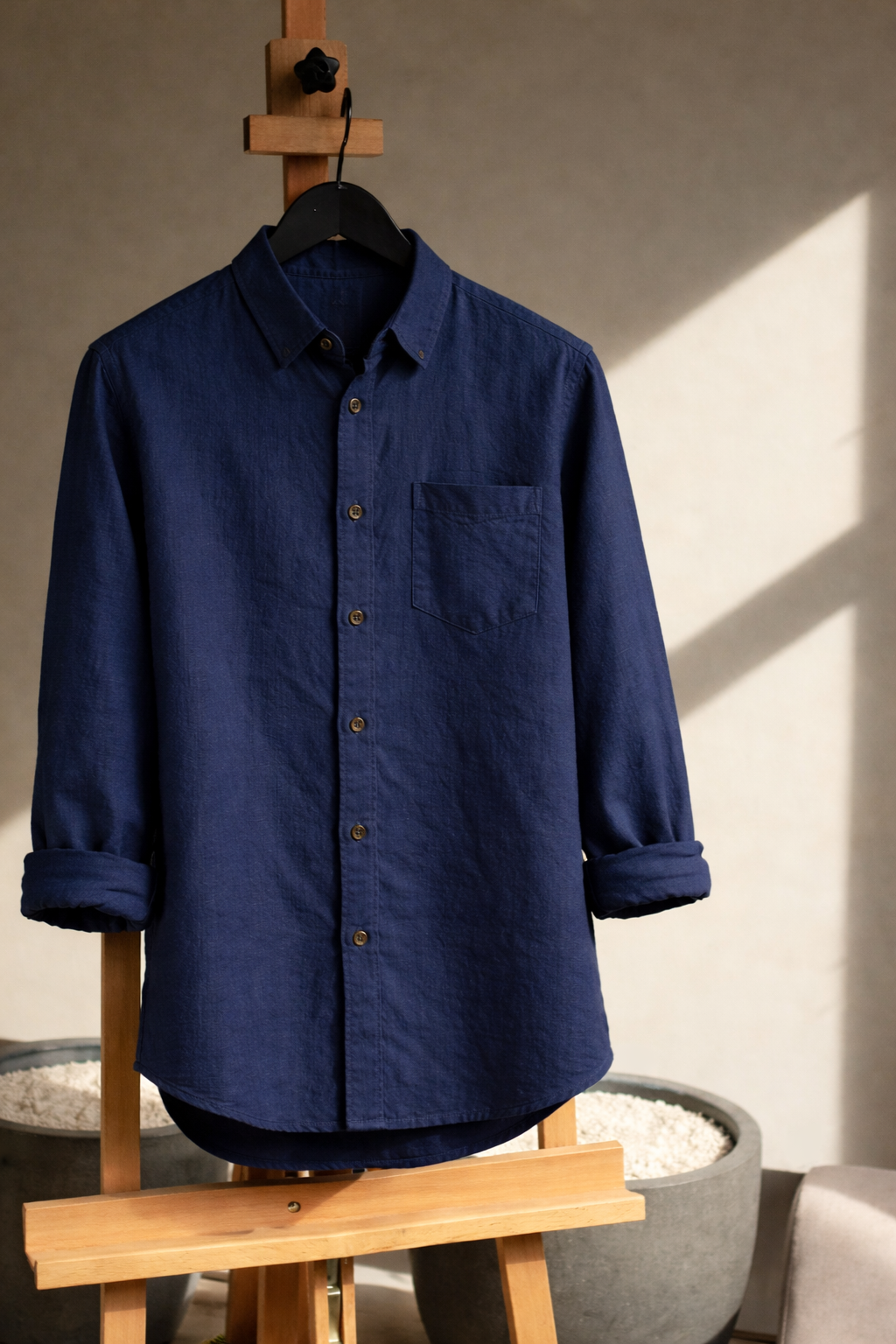 Camisa de Manta Hindú en Color Azul, Manga Larga | Línea 1530