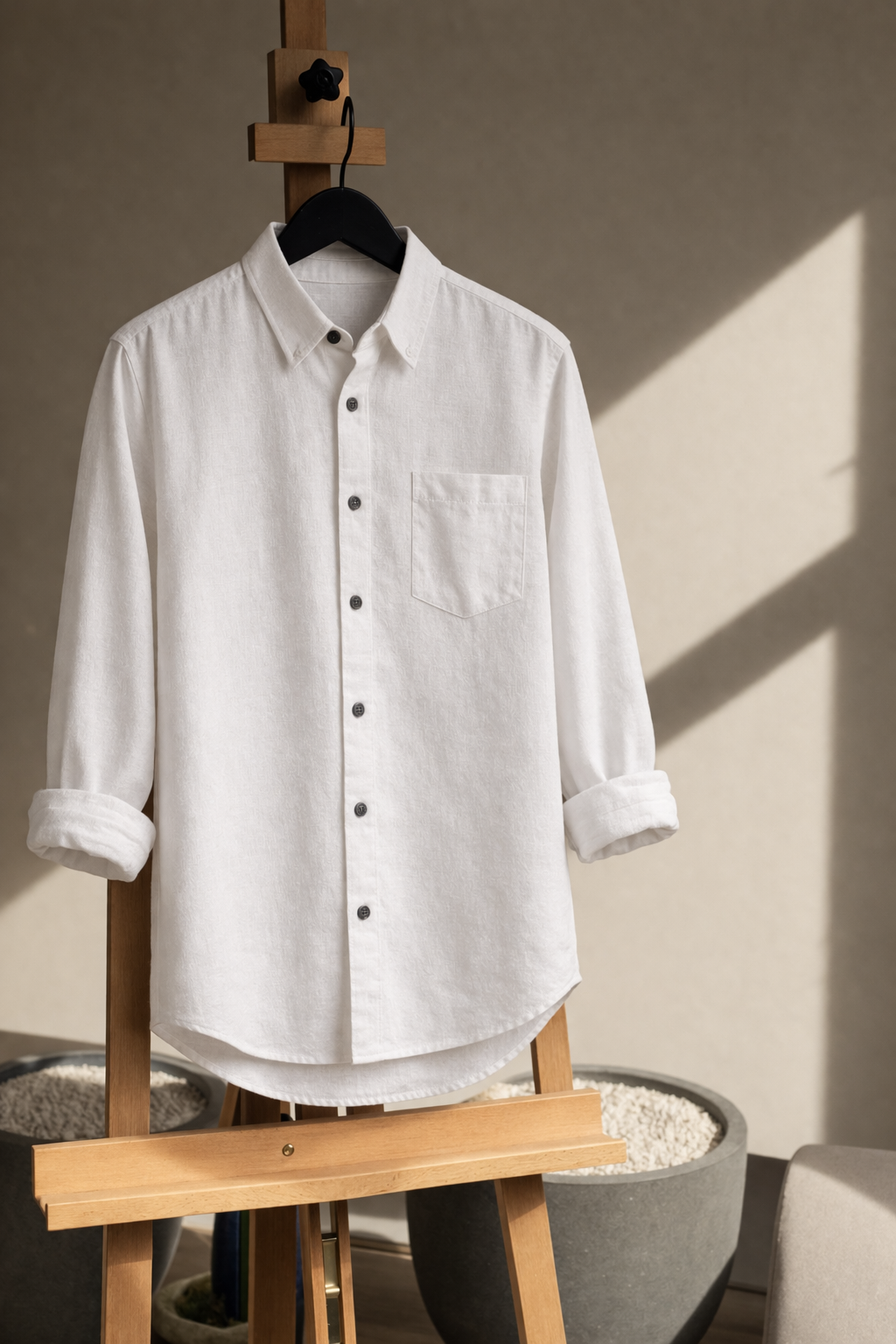 Camisa de Manta Hindú en Color Blanco, Manga Larga | Línea 1530