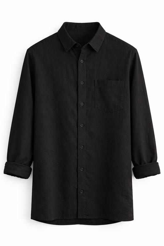Camisa de Manta Hindú Negra Manga Larga | Línea 1530