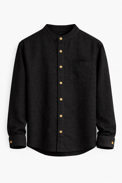Camisa de Manta Hindú color negro Manga Larga | Línea 1530