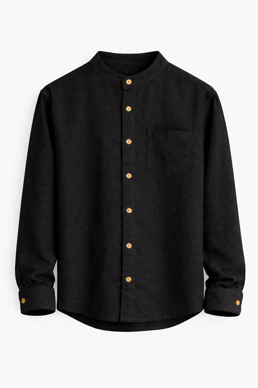 Camisa de Manta Hindú color negro Manga Larga | Línea 1530