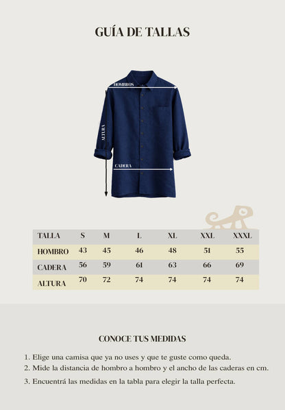 Camisa de Manta Hindú en Color Blanco, Manga Larga | Línea 1530