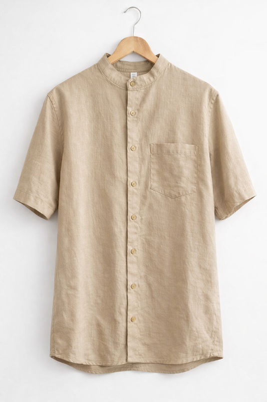 PRE-VENTA Camisa de Manta Hindú Beige Manga Corta | Línea 1530