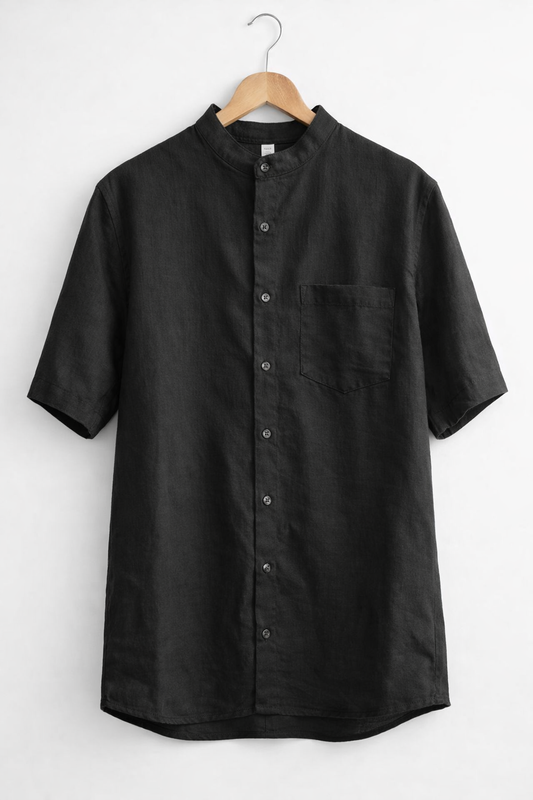 PRE-VENTA Camisa de Manta Hindú Negra Manga Corta | Línea 1530