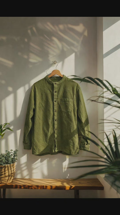 Camisa de Manta Hindú verde Manga Larga | Línea 1530