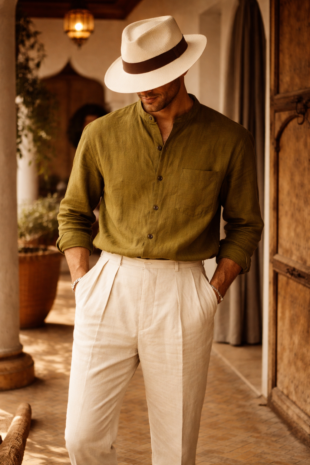 Camisa de Manta Hindú verde Manga Larga | Línea 1530