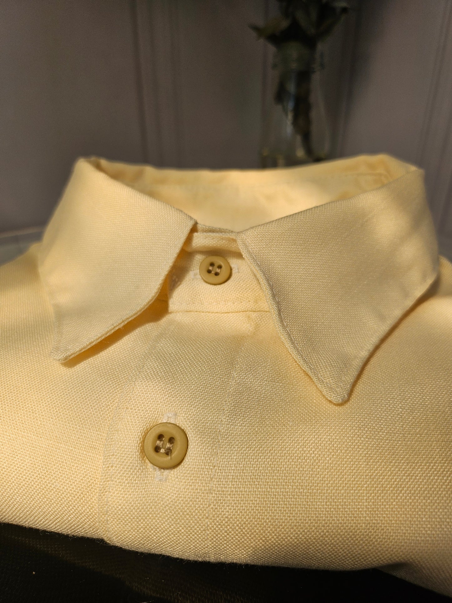 Camisa manga corta color crema de Lino | Línea 1530