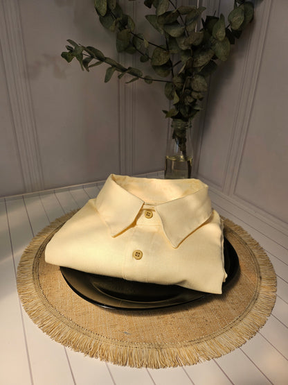 Camisa manga corta color crema de Lino | Línea 1530