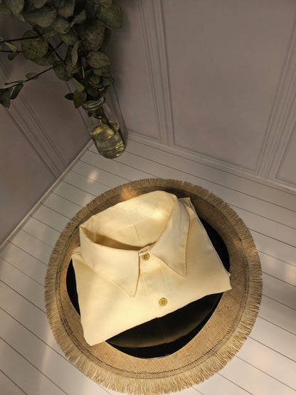 Camisa manga corta color crema de Lino | Línea 1530