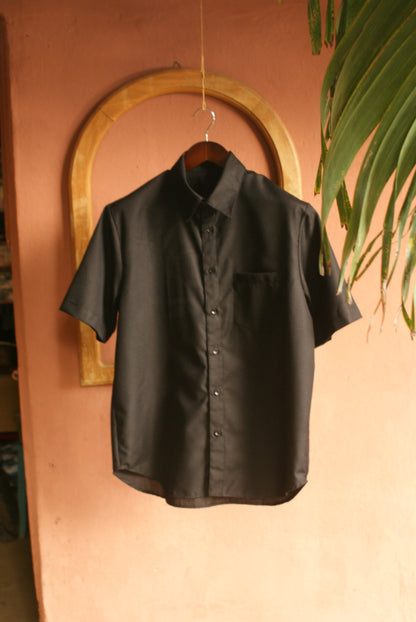 Camisa Manga Corta Negra de Lino | Línea 1530